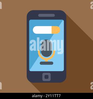 Smartphone displaying a microphone icon is recording an audio message Stock Vector