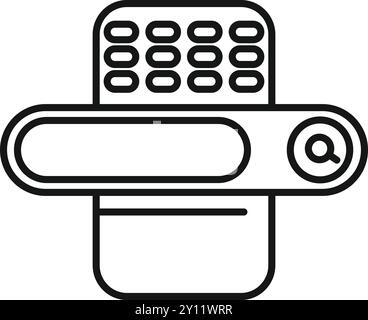 Simple vector icon of a smartphone showing a search bar, perfect for projects related to user interface and user experience Stock Vector