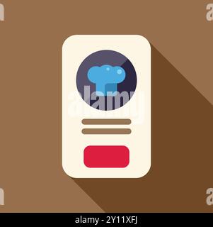 Minimalist design mobile app is showing a chef hat icon, suggesting a food delivery or recipe application Stock Vector