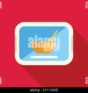 This vector icon features a bowl and whisk displayed on a smartphone screen, suggesting an online cooking class or recipe app Stock Vector