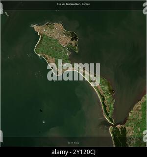 Ile de Noirmoutier in the Bay of Biscay, belonging to France, cropped to square on a satellite image taken in January 6, 2024 Stock Photo