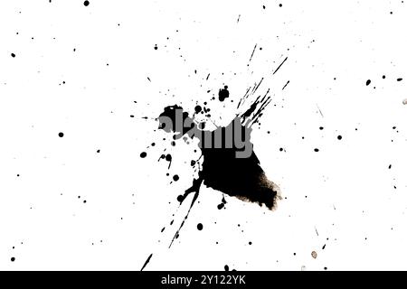 Black ink splash isolated on white background. abstract grunge background Stock Photo