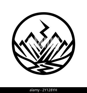valley icon or modern line symbol. Vector line art and icon design with bold outline. Black and white Pixel Perfect minimalistic symbol isolated white Stock Vector