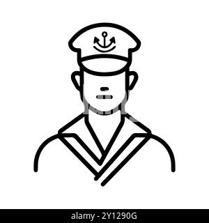 sailor icon or modern line symbol. Vector line art and icon design with bold outline. Black and white Pixel Perfect minimalistic symbol isolated white Stock Vector