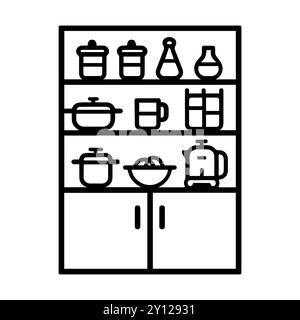 cupboard icon or modern line symbol. Vector line art and icon design with bold outline. Black and white Pixel Perfect minimalistic symbol isolated whi Stock Vector