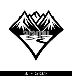 valley icon or modern line symbol. Vector line art and icon design with bold outline. Black and white Pixel Perfect minimalistic symbol isolated white Stock Vector