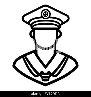 sailor icon or modern line symbol. Vector line art and icon design with bold outline. Black and white Pixel Perfect minimalistic symbol isolated white Stock Vector