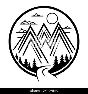 valley icon or modern line symbol. Vector line art and icon design with bold outline. Black and white Pixel Perfect minimalistic symbol isolated white Stock Vector