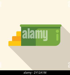 Flat vector icon of a green metal bunker with a ladder leading up to the top Stock Vector