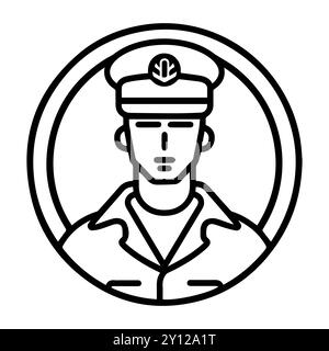 sailor icon or modern line symbol. Vector line art and icon design with bold outline. Black and white Pixel Perfect minimalistic symbol isolated white Stock Vector