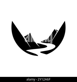 valley icon or modern line symbol. Vector line art and icon design with bold outline. Black and white Pixel Perfect minimalistic symbol isolated white Stock Vector