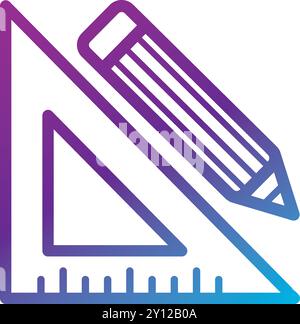 Gradient triangle and pencil icon in purple and blue Vector Stock Vector