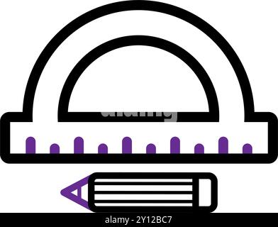 Protractor and pencil icon with purple accents Vector Stock Vector
