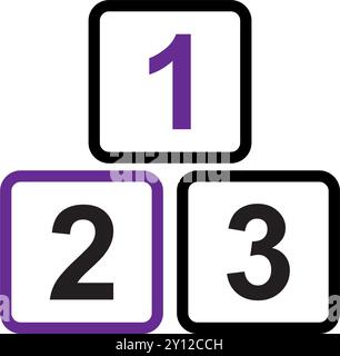 Number blocks icon with purple and black colors Vector Stock Vector