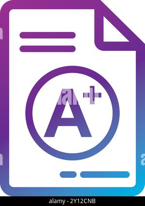 Gradient A plus grade icon in purple and blue tones Vector Stock Vector