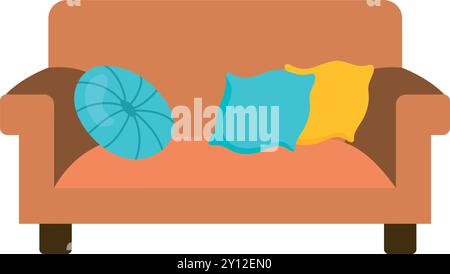 Cozy sofa with colorful pillows and modern design Vector Stock Vector
