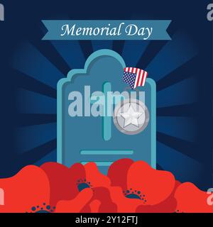 Memorial Day tombstone with poppies Vector Stock Vector Image & Art - Alamy