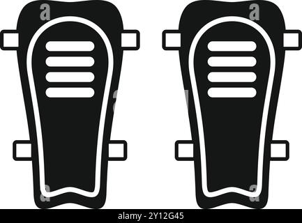 Simple vector icon of a pair of football shin pads, essential protective gear for players Stock Vector