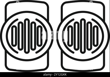 Simple line vector icon representing a pair of bluetooth speakers, ideal for projects related to music, audio, and sound systems Stock Vector