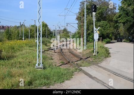 Railway siding off the mainline in Krakow, Poland. Stock Photo