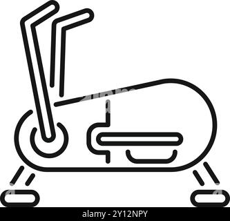 Simple line icon representing a stationary bike, perfect for fitness and exercise related content Stock Vector