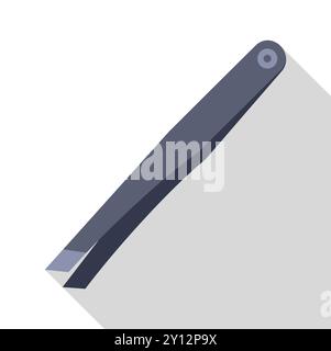 Simple vector illustration of metal tweezers lying diagonally, isolated on white background Stock Vector
