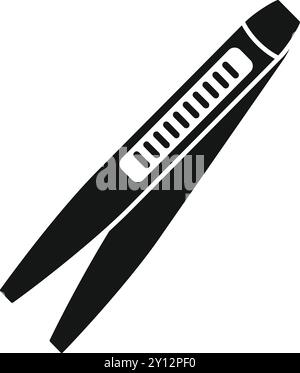 Black metal tweezers lying diagonally, a simple yet essential tool for various beauty procedures Stock Vector