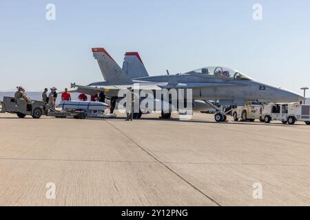 U.S. Marines with Marine Fighter Attack Squadron (VMFA) 232, Marine Aircraft Group 11, 3rd Marine Aircraft Wing, and Marine Aviation Logistics Squadro Stock Photo