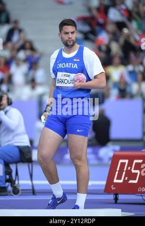 Luka Bakovic of Croatia competing in the men’s F46 shot put final at ...