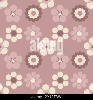 Seamless floral pattern with abstract flowers in flat technique vector illustration Stock Vector