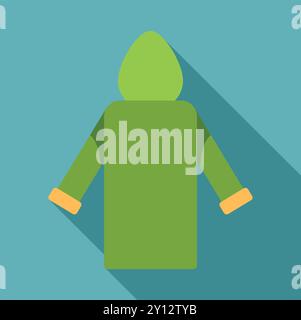 Green hoodie sweatshirt with long sleeves presenting back view, great mockup for print, clothing advertisement, fashion design Stock Vector