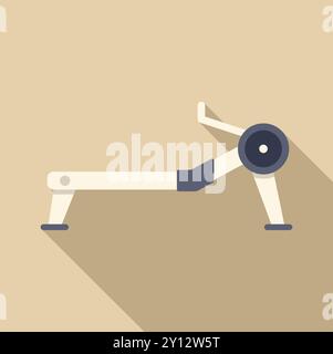 Stationary rowing machine for working out arms and legs on beige background with long shadow Stock Vector