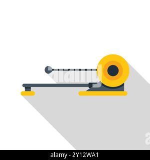 Ski simulator machine icon in flat style with long shadow, isolated on white background Stock Vector