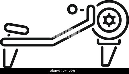 Simple vector icon of a rowing machine, perfect for conveying concepts of fitness, exercise, and gym workouts Stock Vector