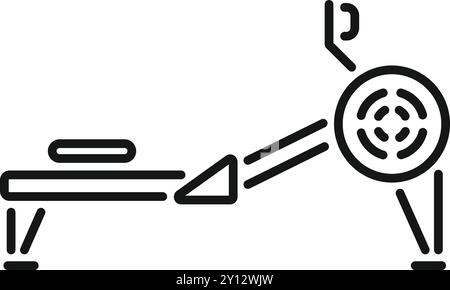 Simple vector icon of a rowing machine, perfect for a fitness app or website Stock Vector