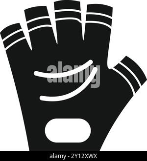 Black fitness gloves with open fingers, protecting hands during workout Stock Vector