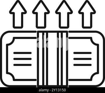 Line art vector icon of inflation concept with arrows showing price growth Stock Vector