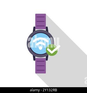 Smartwatch with wifi connection showing on screen and a green check mark Stock Vector
