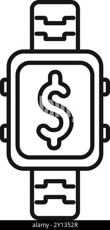 Smart watch showing dollar sign icon, suitable for mobile payment concept Stock Vector