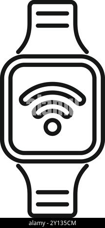 Simple design of a smartwatch showing wifi signal icon on screen, perfect for representing wireless connection concepts Stock Vector
