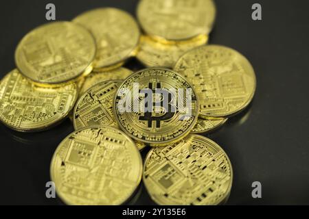 Bitcoin Cryptocurrency Digital Bit Coin BTC Currency Technology Business Internet Concept Stock Photo