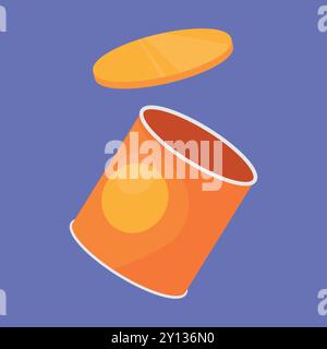 metal aluminum tin vector icon. metal tin pack icon. metallic tin package for food or soda Stock Vector