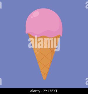 Ice Cream Vector icon. cone ice cream icon. cone scoop vector ice cream illustration Stock Vector