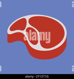 Raw Meat vector icon. raw beef meat vector illustration. Red meat  butcher cuts Stock Vector
