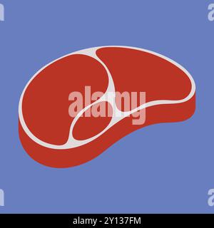 Raw Meat vector icon. raw beef meat vector illustration. Red meat  butcher cuts Stock Vector