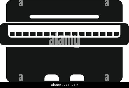 Simple black glyph icon of an upright piano, representing classical music and musical instruments Stock Vector