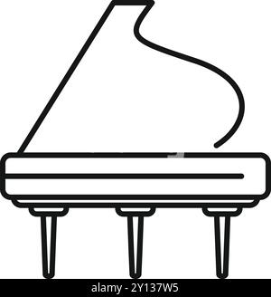 Simple line icon style illustration of a grand piano, capturing its elegant curves and highlighting its musical significance Stock Vector