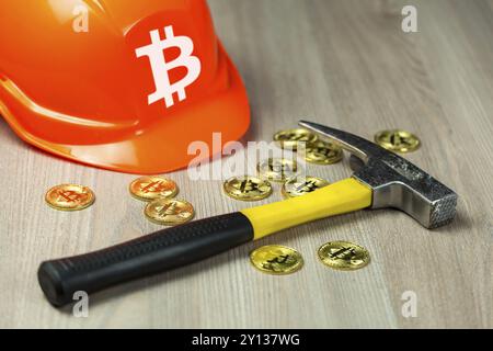 Miner equipment for cryptocurrency Bitcoin mining. Conceptual image Stock Photo