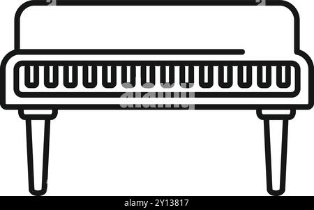 Grand piano standing with opened top lid line icon, front view, isolated on white background Stock Vector
