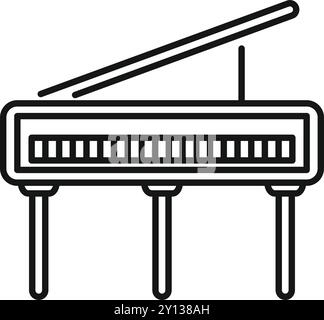 Simple line icon illustration of a grand piano, featuring its elegant design and musical potential Stock Vector